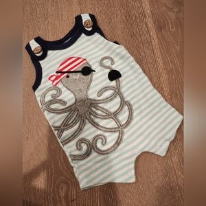 MUD PIE BABY BOYS PIRATE OCTOPUS ONE PIECE ROMPER OUTFIT 0-3M